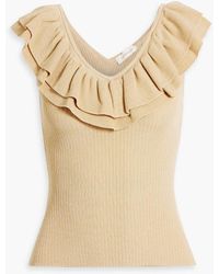 Zimmermann - Ruffled Ribbed-knit Top - Lyst
