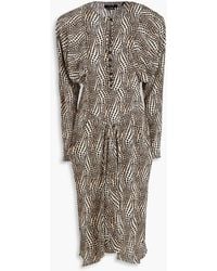 Isabel Marant - Ibelky Gathered Printed Stretch-silk Crepe De Chine Midi Dress - Lyst
