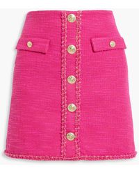 Rebecca Vallance - Button-detailed Bouclé-tweed Mini Skirt - Lyst