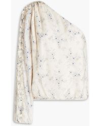 Cami NYC - Lotus One-shoulder Floral-print Cotton And Silk-blend Jacquard Top - Lyst