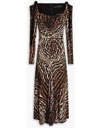 Proenza Schouler - Ruched Leopard-print Crepe De Chine Midi Dress - Lyst