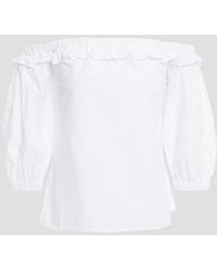 Ba&sh - Pascal Off-the-shoulder Ruffle-trimmed Cotton-poplin Top - Lyst