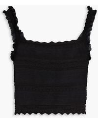 Sandro - Cropped Pointelle-knit Top - Lyst