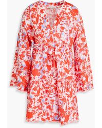 Heidi Klein - Frayed Floral-Print Linen Mini Dress - Lyst