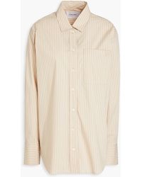 FRAME - Embroidered Striped Cotton-poplin Shirt - Lyst
