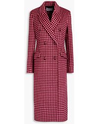 Rebecca Vallance - Rouge Double-breasted Gingham Brushed-wool Coat - Lyst