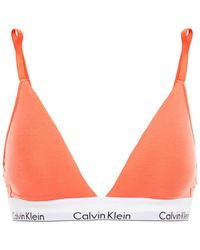 Calvin Klein Jacquard-trimmed Cotton-blend Jersey Triangle Bra - Orange