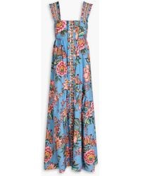 FARM Rio - Floral-print Tm And Cotton-blend Poplin Midi Dress - Lyst