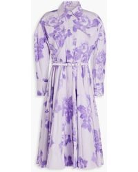 Emilia Wickstead - Mercy Belted Floral-print Cotton-poplin Midi Shirt Dress - Lyst