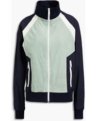 Army by Yves Salomon Perforated Shell-paneled Suede Track Jacket - Blue