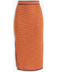 M Missoni Metallic Ribbed-knit Midi Skirt - Orange