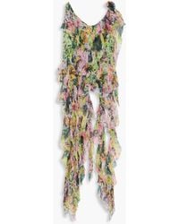 Dries Van Noten - Ruffled Floral-print Silk-crepon Top - Lyst
