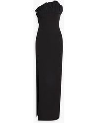 Marchesa - Pleated Poplin-paneled Stretch-jersey Maxi Dress - Lyst