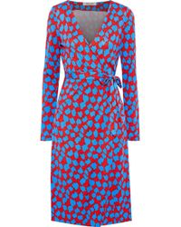 Diane von Furstenberg Julian Printed Silk-jersey Wrap Dress Red