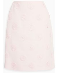 Valentino Garavani - Floral-appliquéd Wool And Silk-blend Crepe Mini Skirt - Lyst