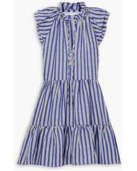 Veronica Beard - Zee Gathered Striped Linen-blend Mini Dress - Lyst