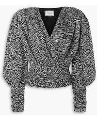Redemption - Gerafftes wickeloberteil aus tüll mit zebraprint und glitter-finish - Lyst