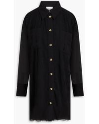 Ganni - Plissé Georgette Mini Shirt Dress - Lyst