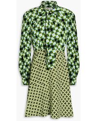 Diane von Furstenberg - Alcina Printed Crepe And Jersey Mini Dress - Lyst