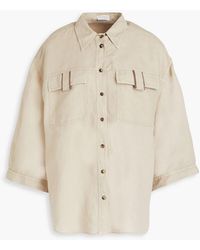 Brunello Cucinelli - Hemd aus einer leinen-baumwollmischung mit zierperlen - Lyst