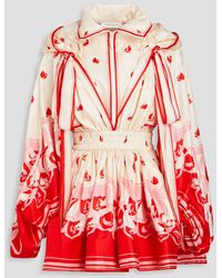 Zimmermann - Printed Silk-twill Hooded Mini Dress - Lyst