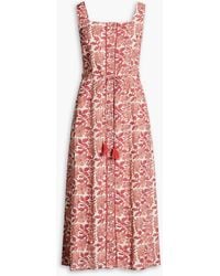 HANNAH - Paloma Floral-print Linen Midi Dress - Lyst