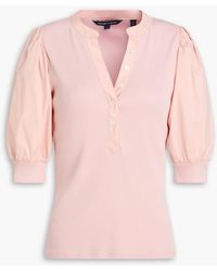 Veronica Beard - Coralee Ribbed Pima Cotton-Blend Jersey And Poplin Top - Lyst