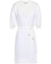 Stella McCartney - Adrianna Corded Lace-Paneled Stretch-Crepe Mini Dress - Lyst