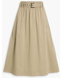 Brunello Cucinelli - Belted Cotton-Blend Twill Midi Skirt - Lyst