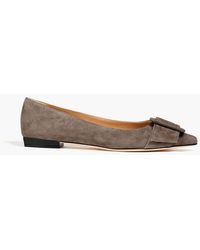 Sergio Rossi - Buckled Suede Point-toe Flats - Lyst