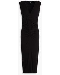 James Perse - Ruched Cotton-Blend Jersey Midi Dress - Lyst