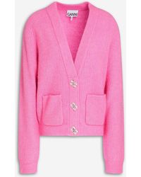 Ganni - Ribbed-knit Cardigan - Lyst