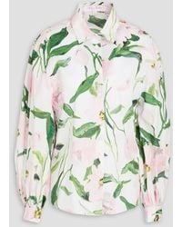Carolina Herrera - Floral-print Stretch-cotton Poplin Shirt - Lyst