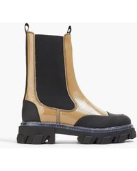 Ganni - Patent-leather Chelsea Boots - Lyst