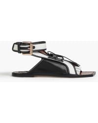 Zimmermann - Leather And Faux Raffia Sandals - Lyst