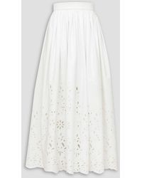 Chloé - Broderie Anglaise Cotton-poplin Midi Skirt - Lyst