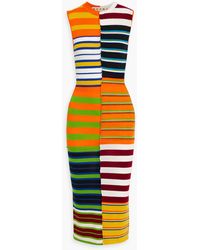 Marni - Striped Wool Midi Dress - Lyst