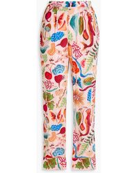 FARM Rio - Printed Crepe De Chine Straight-Leg Pants - Lyst