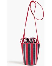 Thom Browne - Striped Pebbled-Leather Cross-Body Bag - Lyst