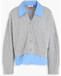 Sandro - Layered Poplin And Cable-knit Wool-blend Cardigan - Lyst