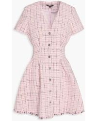 Maje - Checked Metallic Tweed Mini Shirt Dress - Lyst