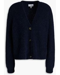 Ganni - Brushed Ribbed-knit Cardigan - Lyst