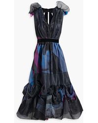 ROKSANDA - Ruffled Printed Organza Midi Dress - Lyst