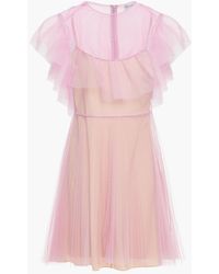 RED Valentino - Ruffle-trimmed Pleated Tulle Mini Dress - Lyst
