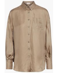 Brunello Cucinelli - Bead-embellished Silk-satin Twill Shirt - Lyst