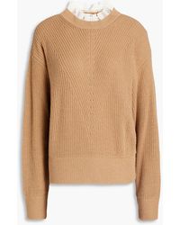 RED Valentino - Point D'esprit-trimmed Ribbed-knit Sweater - Lyst