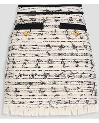 Giambattista Valli - Minirock aus bouclé-tweed aus einer baumwollmischung mit fransen - Lyst