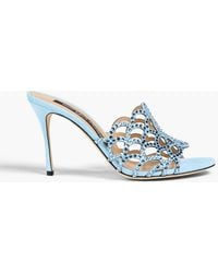 Sergio Rossi - Mermaid Crystal-Embellished Laser-Cut Suede Mules - Lyst