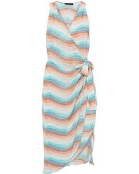 ViX Alyssa Bel Striped Voile Wrap Dress - Blue