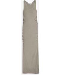 James Perse - Ruched Cotton-blend Jersey Midi Dress - Lyst